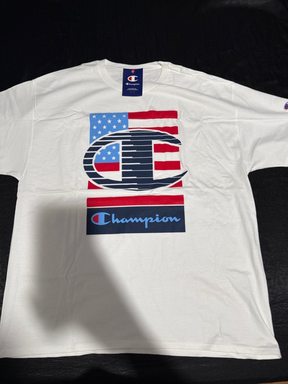 Champion White Short-Sleeve Tee with Americana Logo